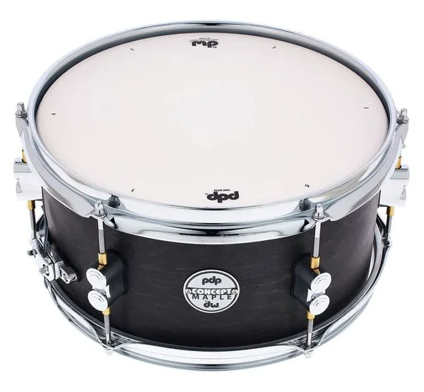 DW PDP 12"x06" Black Wax Snare vooraanzicht