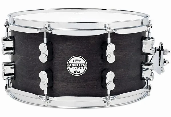 DW PDP 13"x07" Black Wax Snare vooraanzicht
