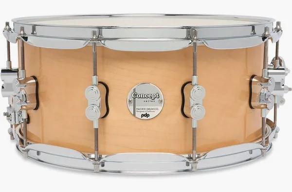 DW PDP 14"x6,5" CM Natural Laquer vooraanzicht