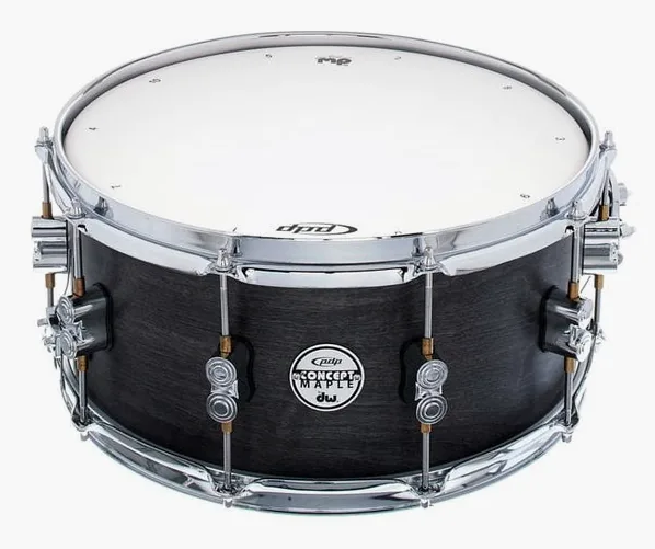 DW PDP 14"x6,5" Black Wax Snare vooraanzicht