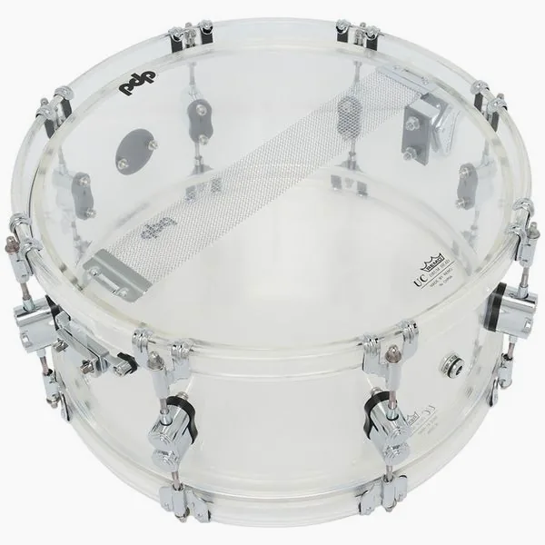DW PDP 14"x6.5" SN Clear Acrylic detail 5