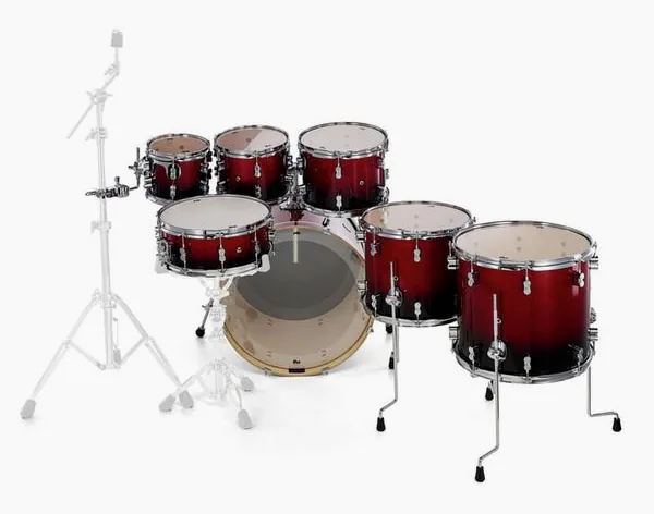 DW PDP CM7 Red to Black detail 4