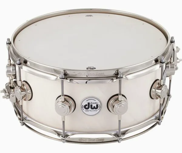DW Satin Oil 14"x06" Snare White vooraanzicht