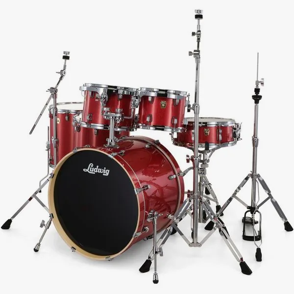 Ludwig Evolution 22" 6pc Crimson Spkl detail 2