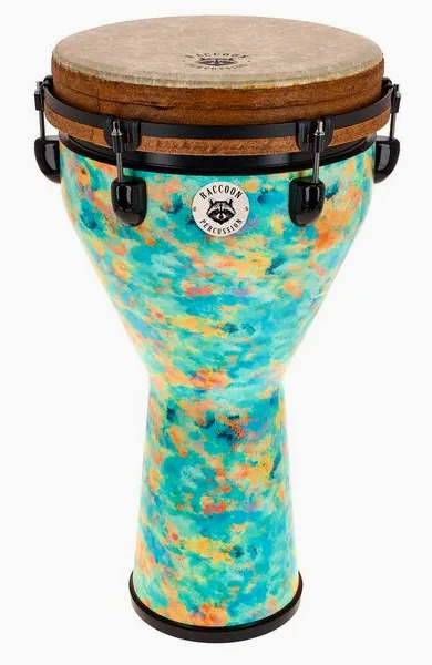 Raccoon 12" Jumbo Djembe - Turquoise detail 2