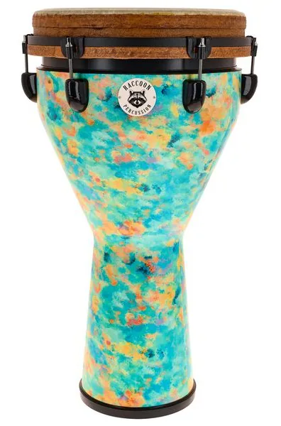 Raccoon 12" Jumbo Djembe - Turquoise detail 3