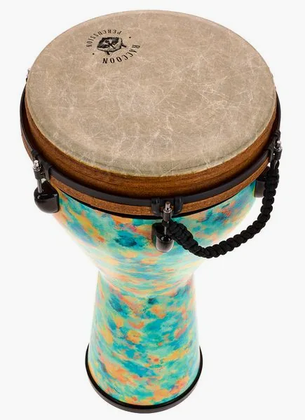 Raccoon 12" Jumbo Djembe - Turquoise detail 4