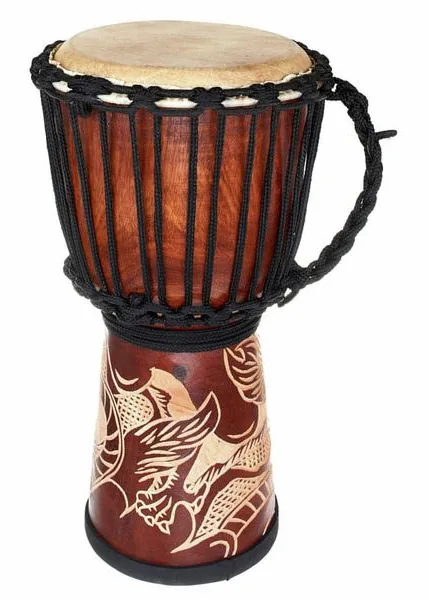 Terre Djembe Carved Dragon 40cm vooraanzicht