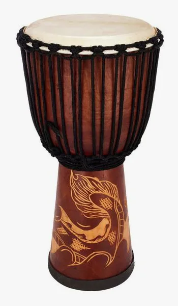 Terre Djembe Carved Dragon 60cm detail 2