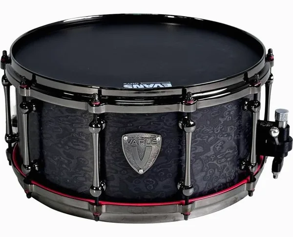 Varus 14"x6,5" Birdseye Black Snare vooraanzicht
